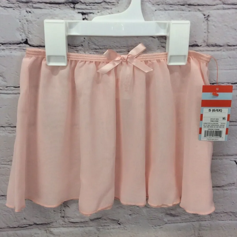 Cat & Jack Girl Dance Skirt Size S (6/6x) Pink Bow Ballet Tutu Sheer Theatrical